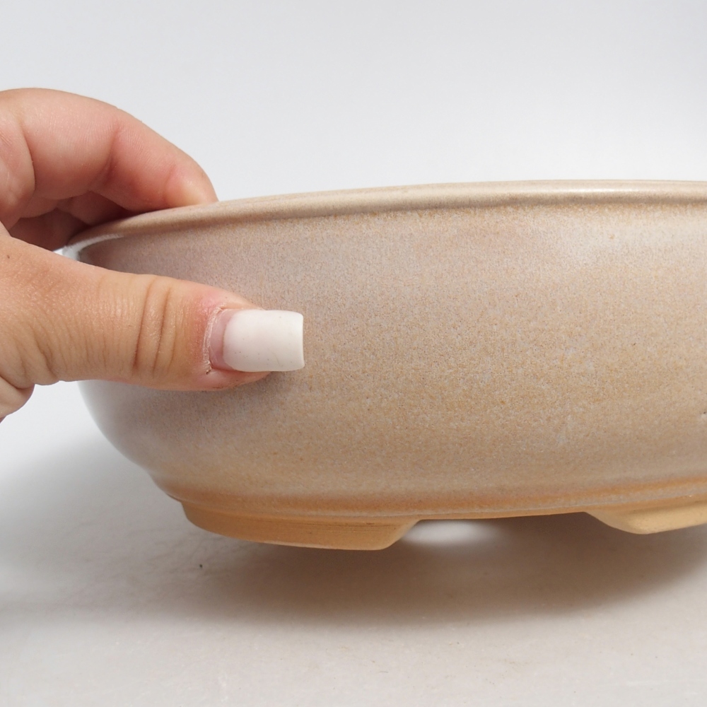 Bonsaischaal van keramiek 21 x 21 x 7 cm, kleur beige