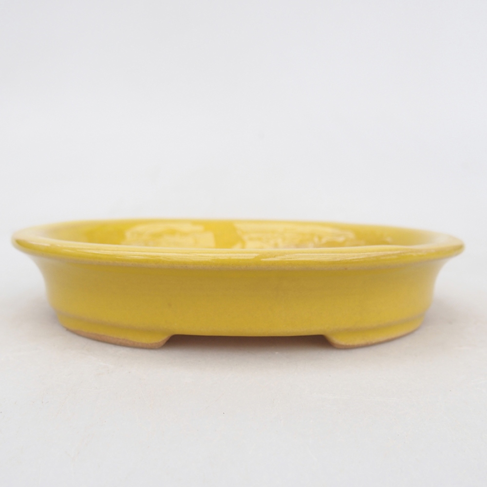 Bonsaischaal van keramiek 13 x 11 x 2,5 cm, geel