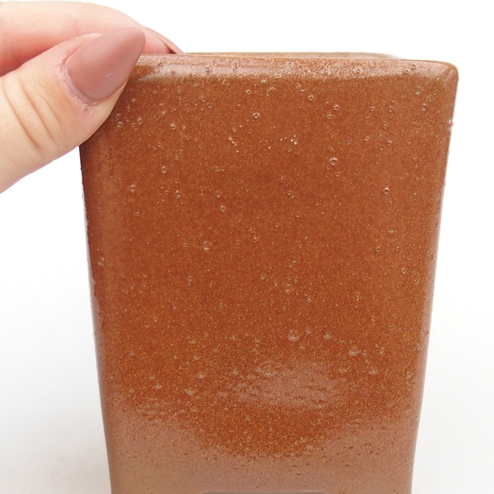 Bonsaischaal van keramiek 8,5 x 8,5 x 11,5 cm, bruin