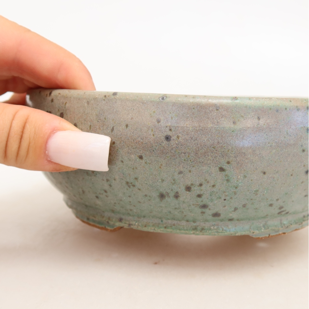 Keramische bonsaipot 14,5 x 14,5 x 5,5 cm, kleur groen