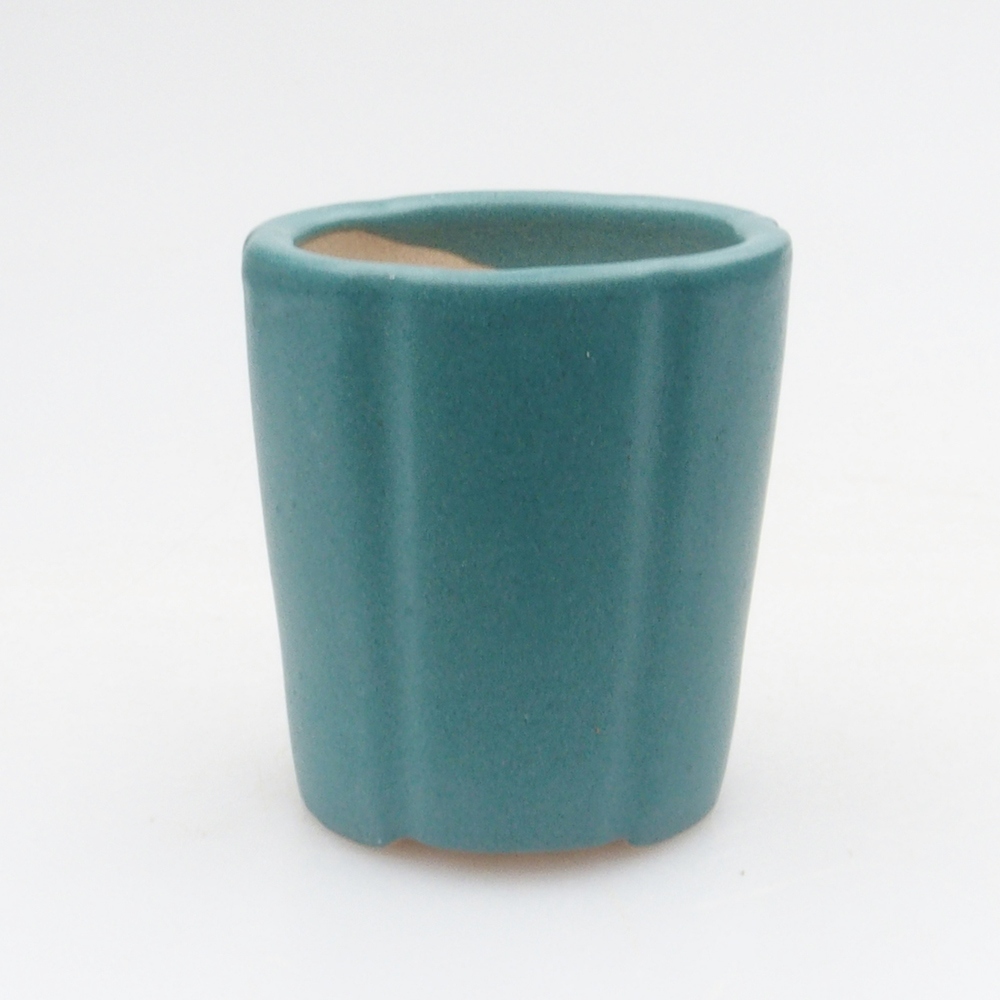 Bonsaischaal van keramiek 6,5 x 5,5 x 4 cm, kleur blauw