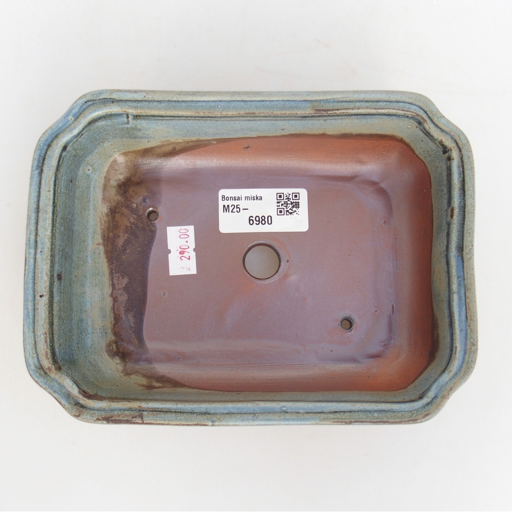 Bonsaischaal van keramiek 26 x 26 x 8 cm, kleur rood