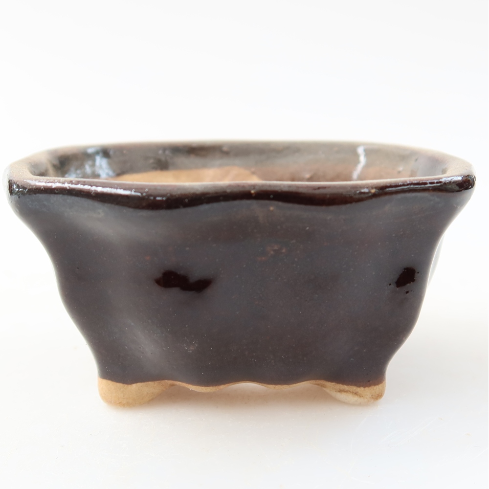 Bonsaischaal van keramiek 7,5 x 7 x 3,5 cm, bruin