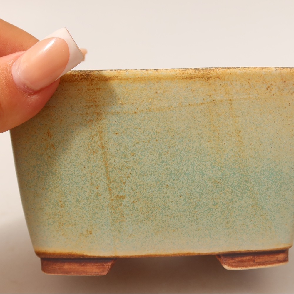 Keramische bonsaipot 10,5 x 10,5 x 7 cm, kleur groen