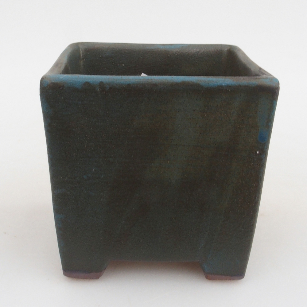 Bonsaischaal van keramiek 8,5 x 8,5 x 8,5 cm, kleur blauw