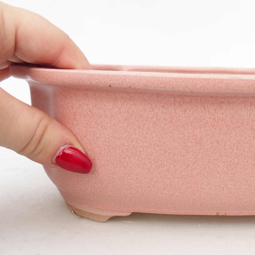 Bonsaischaal van keramiek 22 x 18 x 7,5 cm, roze