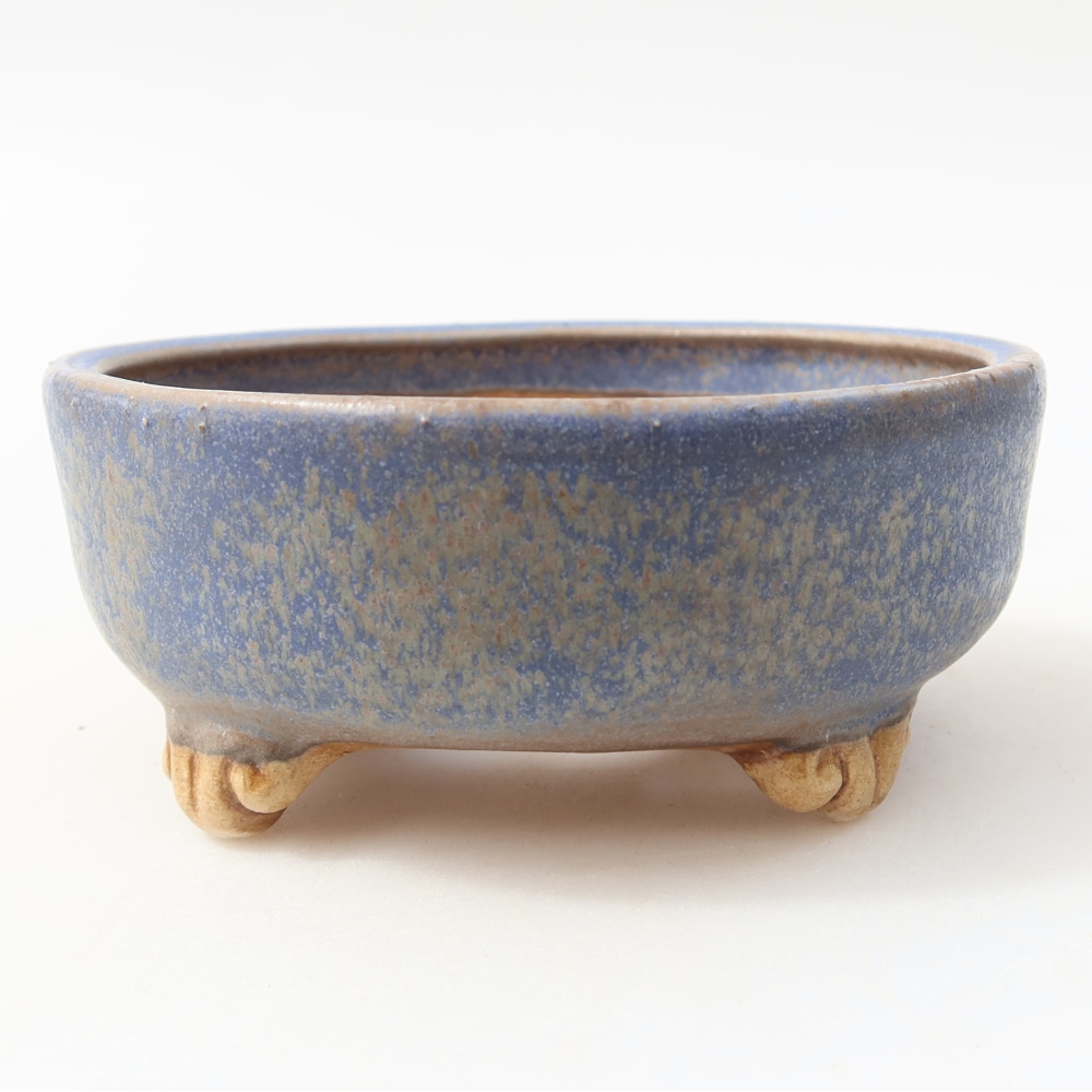Bonsaischaal van keramiek 11 x 11 x 4,5 cm, kleur blauw