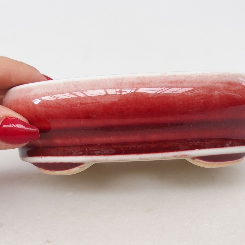 Bonsaischaal van keramiek 13 x 8,5 x 4 cm, kleur rood