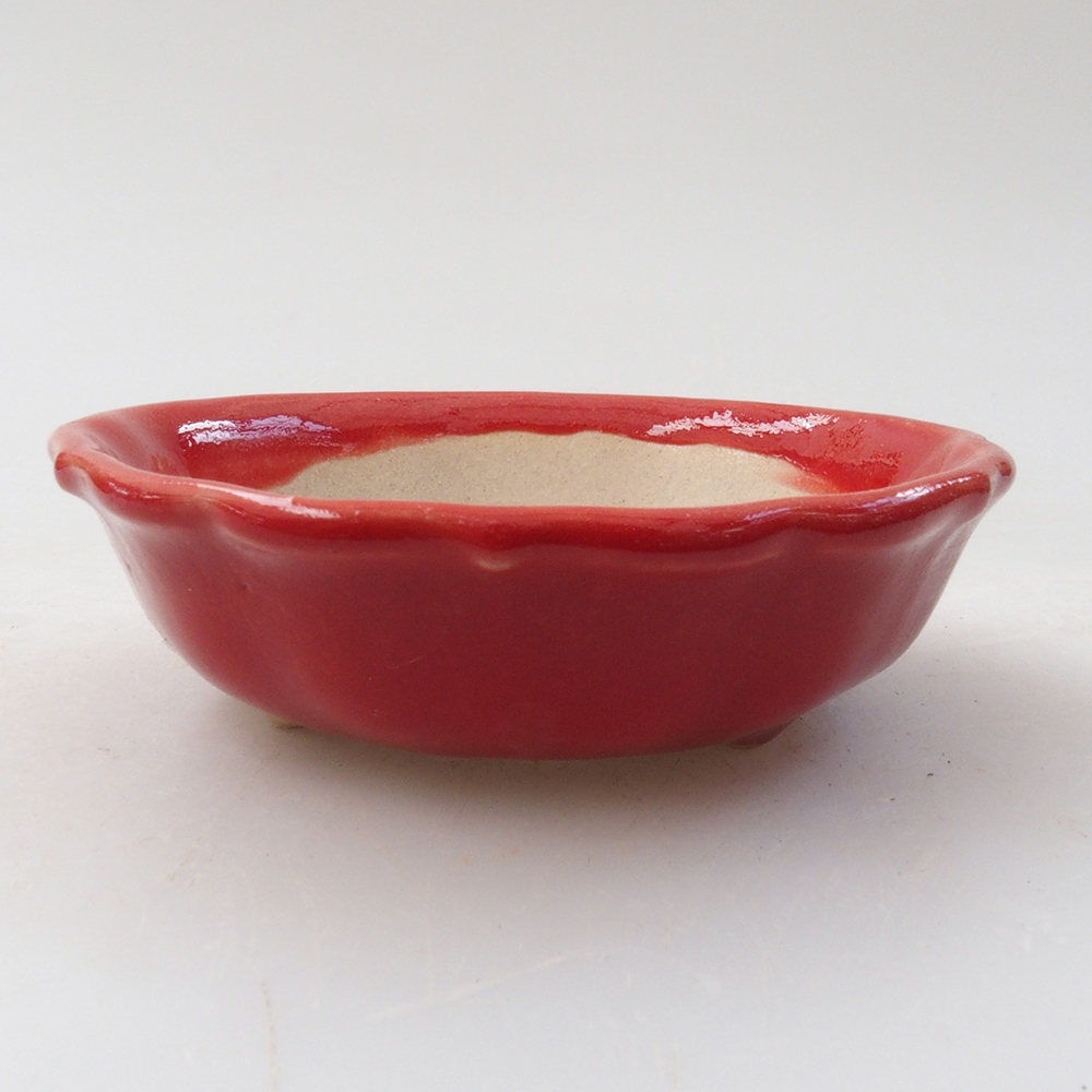 Mini bonsaischaal 7 x 7 x 2 cm, kleur rood