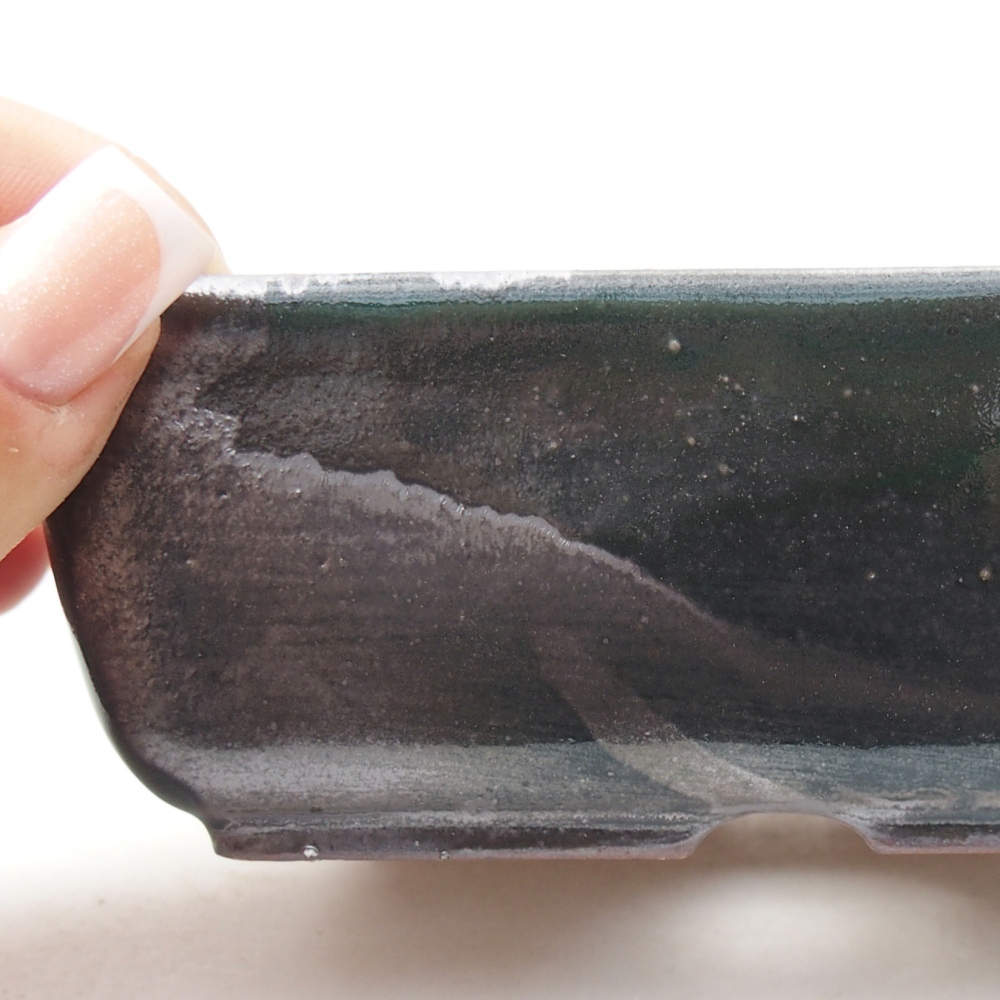Bonsaischaal van keramiek 12 x 8,5 x 4,5 cm, metallic groen