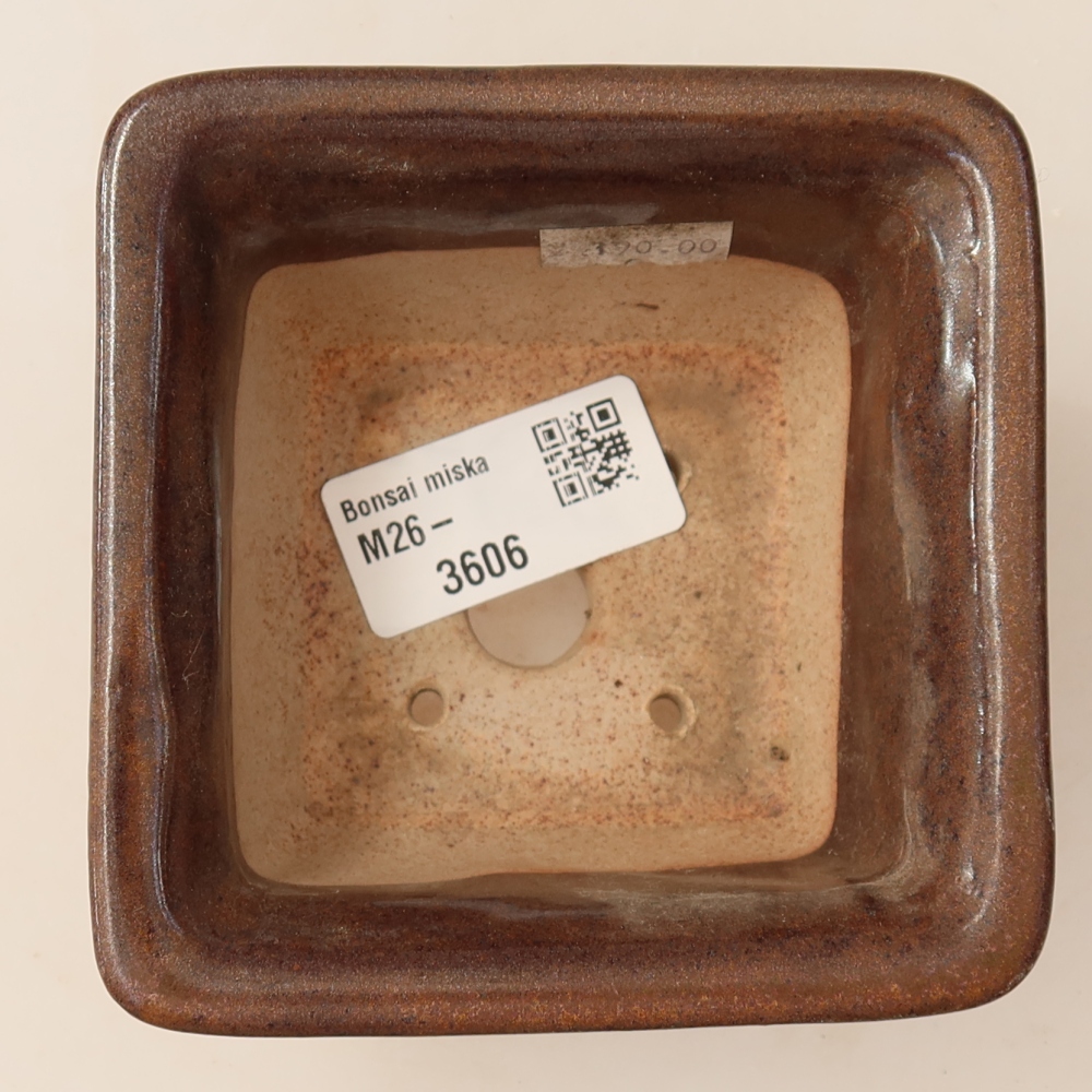 Keramische bonsaipot 9,5 x 9,5 x 5,5 cm, kleur bruin