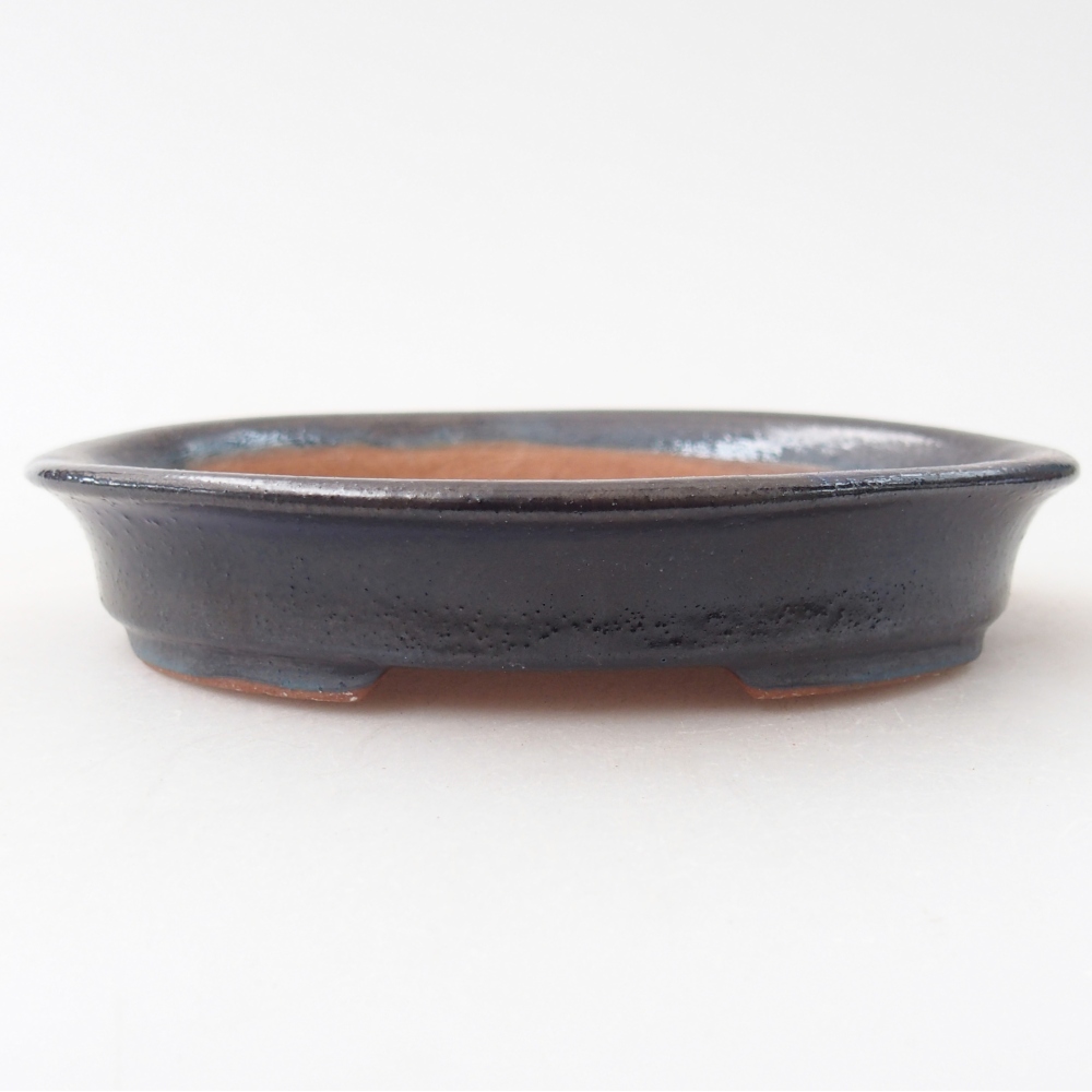 Bonsaischaal van keramiek 12,5 x 10,5 x 2 cm, kleur zwart