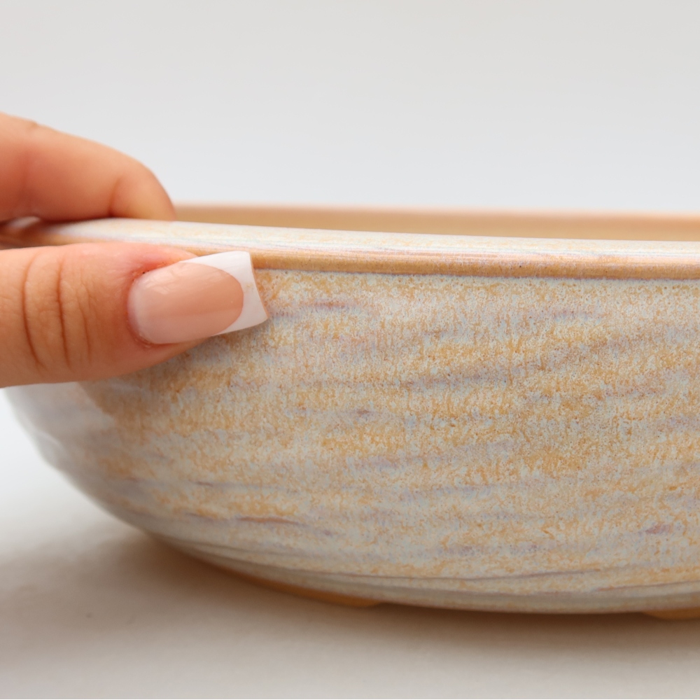 Bonsaischaal van keramiek 26,5 x 26,5 x 7,5 cm, kleur beige