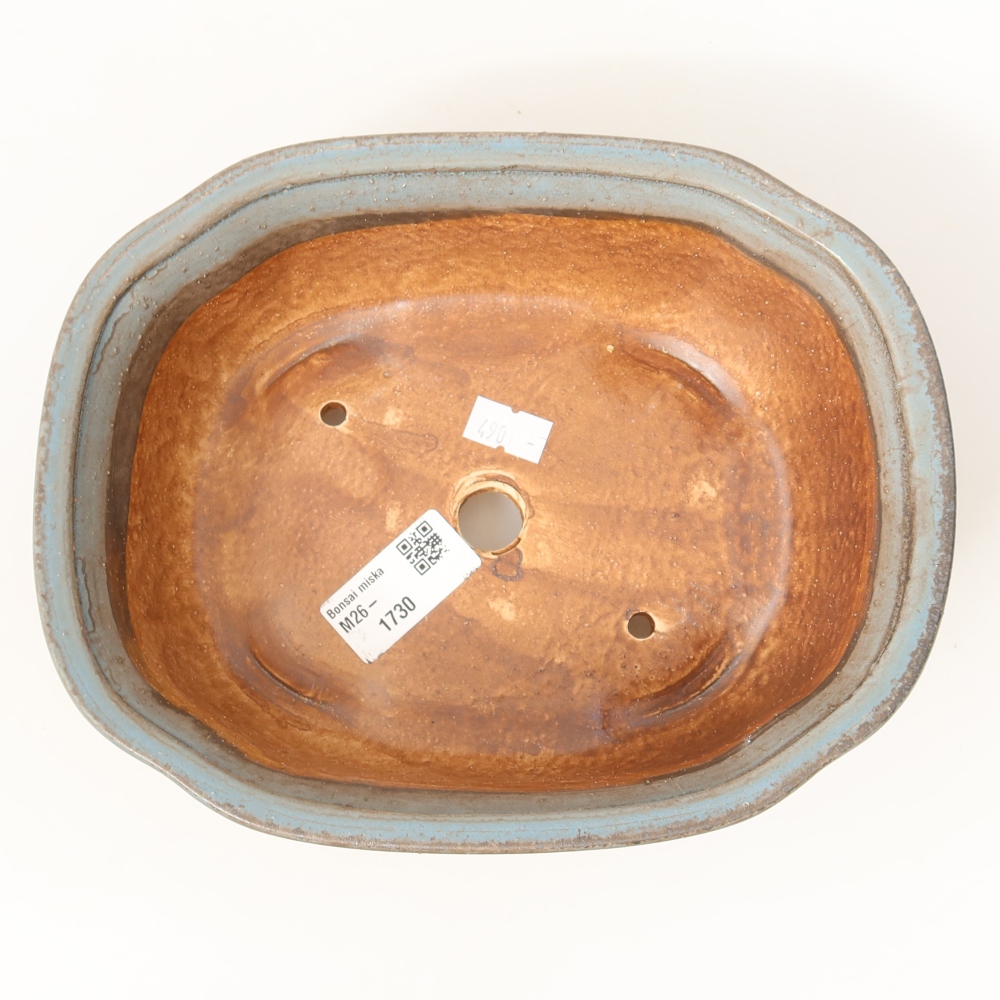 Keramische bonsaipot 20,5 x 16,5 x 7 cm, kleur: blauw