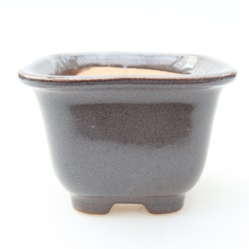 Keramische bonsaischaal 6,5 x 6,5 x 5 cm, kleur grijs