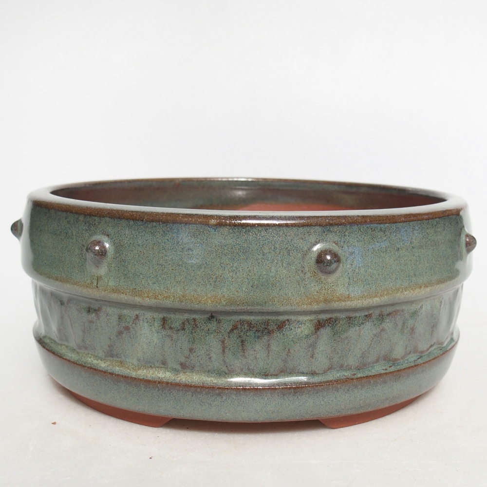 Bonsaischaal van keramiek 16 x 16 x 6,5 cm, groen