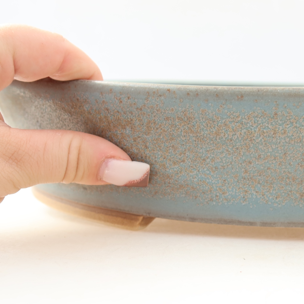 Keramische bonsaischaal 32 x 27,5 x 6,5 cm, kleur: blauw