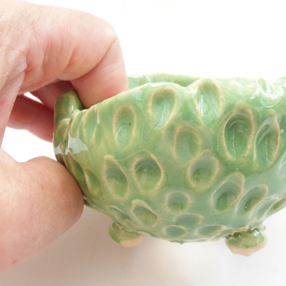 Schelp van keramiek 7,5 x 7,5 x 5,5 cm , kleur groen