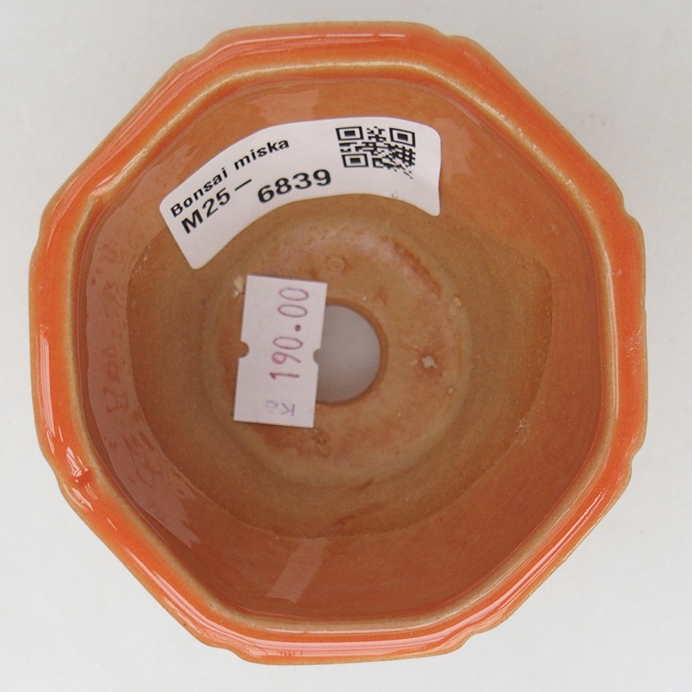 Bonsaischaal van keramiek 7,5 x 7,5 x 6 cm, oranje