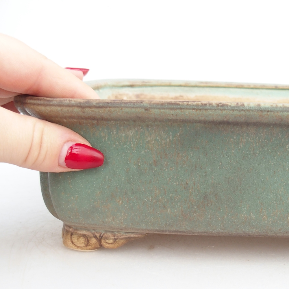 Bonsaischaal van keramiek 25 x 20 x 7,5 cm, groen