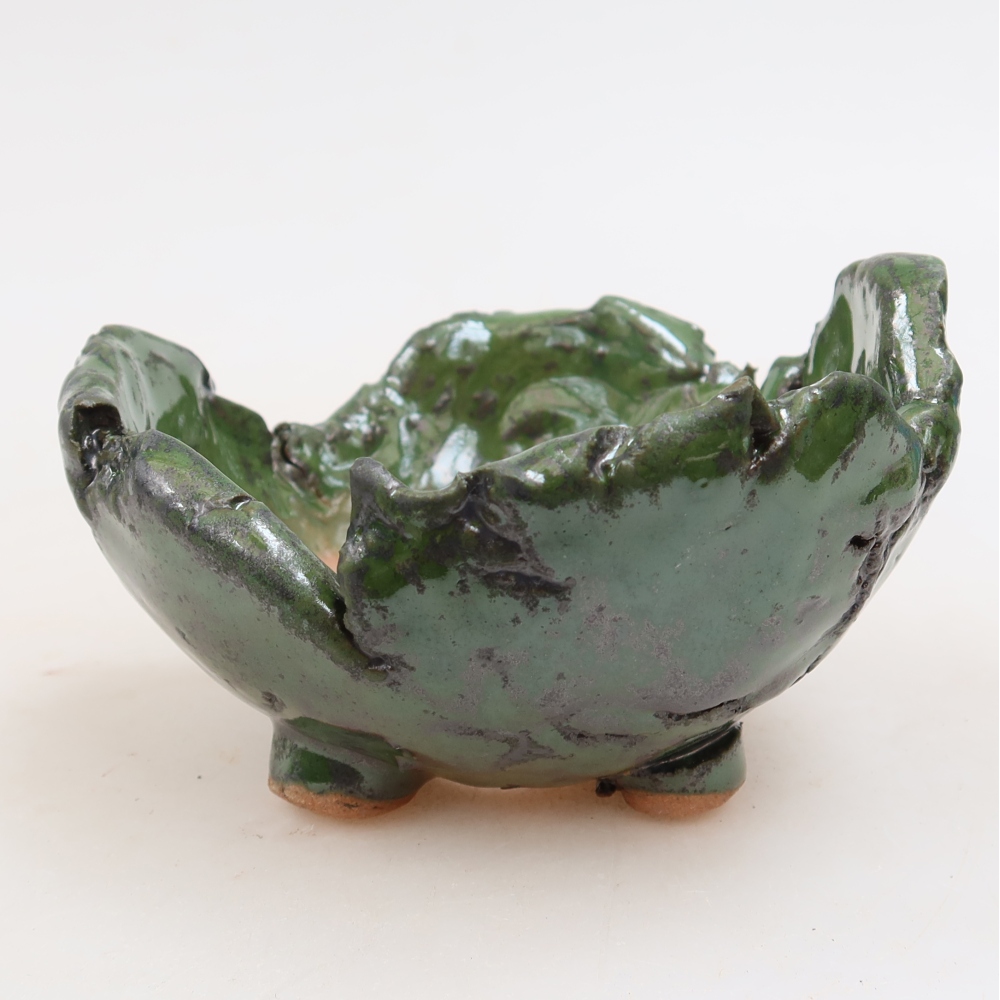 Keramische schaal  11 x 10 x 7 cm, kleur groen