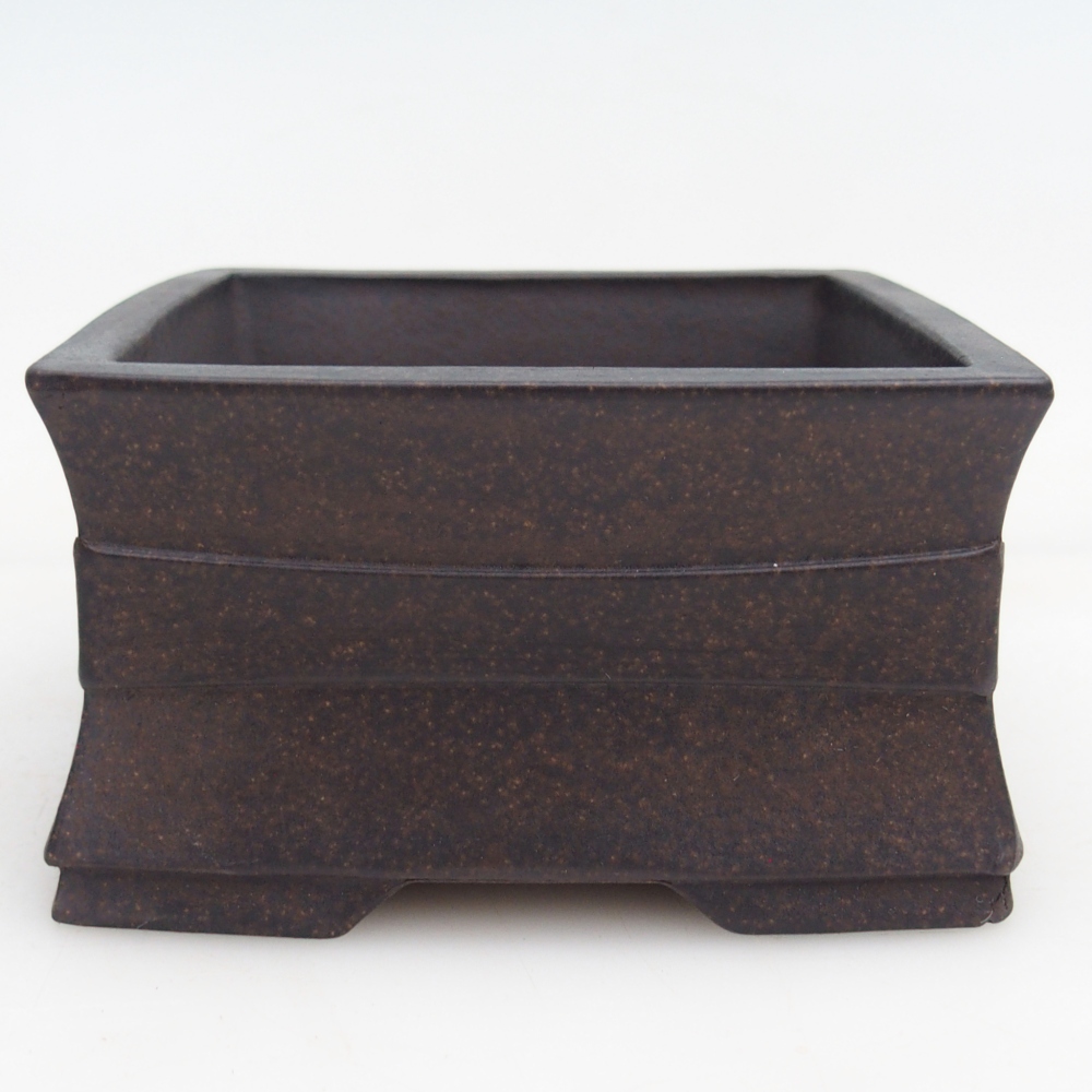 Bonsaischaal van keramiek 12 x 12 x 6,5 cm, kleur okerbruin