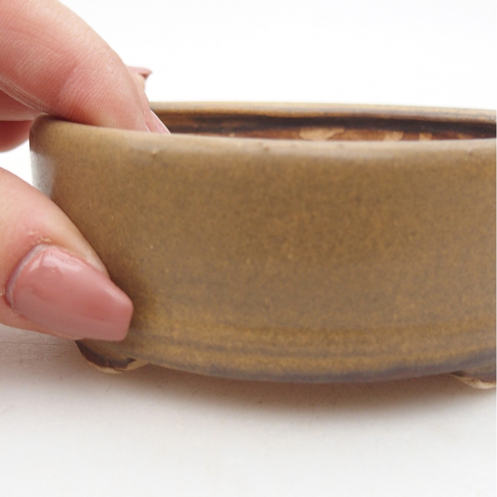 Bonsaischaal van keramiek 9 x 9 x 3,5 cm, bruin