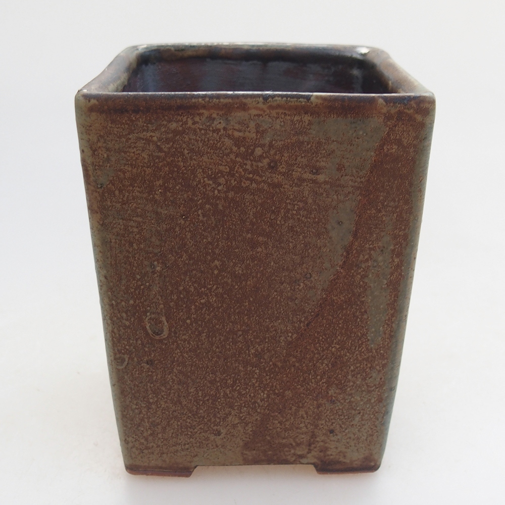 Bonsaischaal van keramiek 7 x 7 x 9,5 cm, kleur blauwbruin