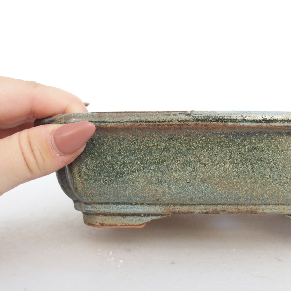 Bonsaischaal van keramiek 26 x 26 x 8 cm, kleur rood