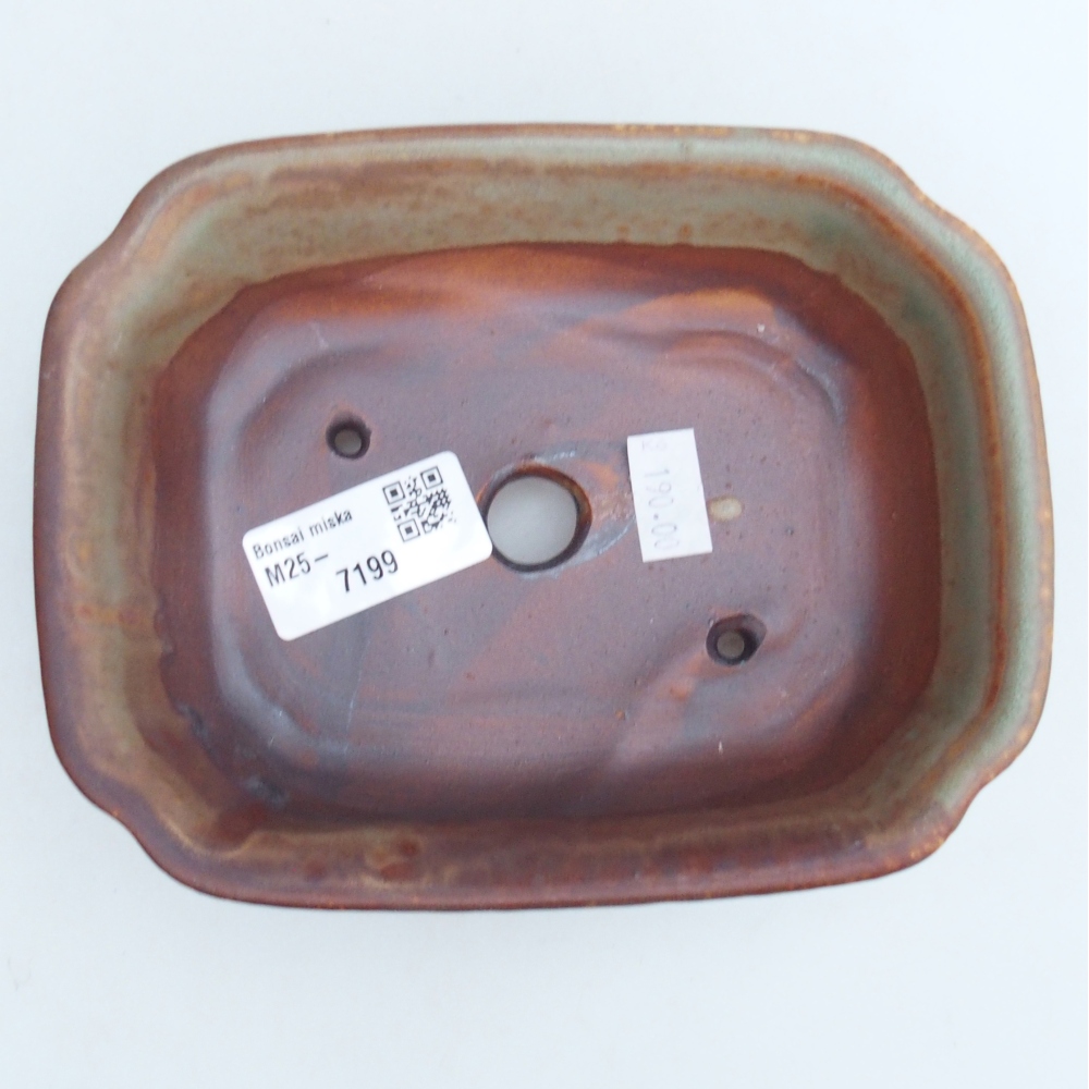 Bonsaischaal van keramiek 26 x 26 x 8 cm, kleur rood