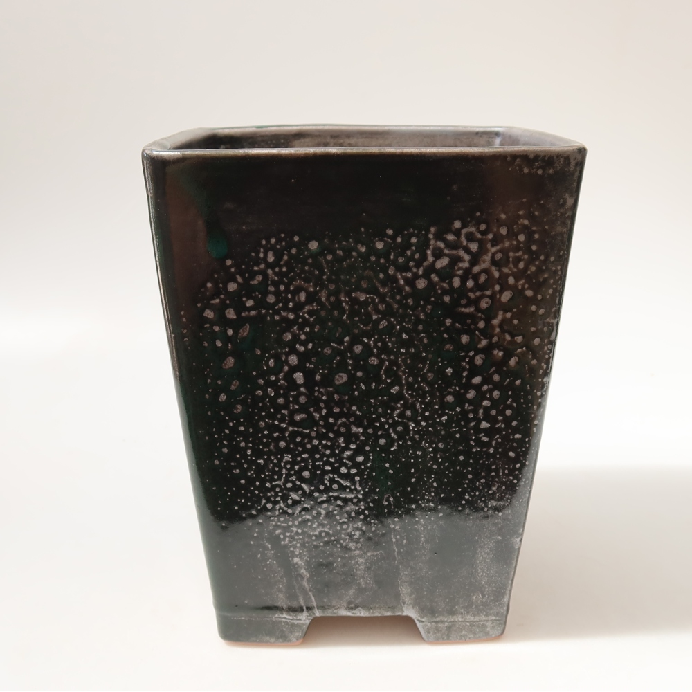 Keramische bonsaipot 15 x 15 x 19,5 cm, kleur metaalgroen