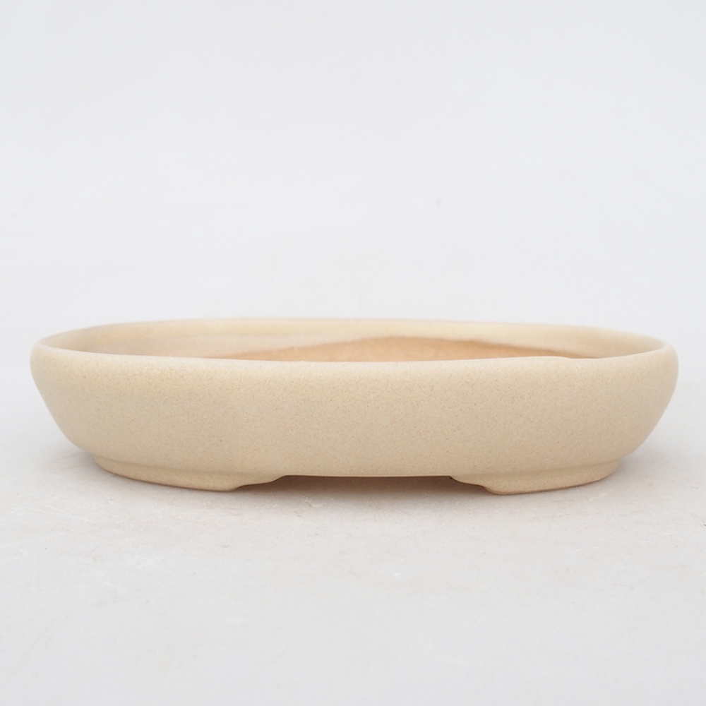 Bonsaischaal van keramiek 13,5 x 10 x 3 cm, kleur beige
