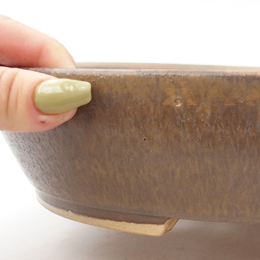 Bonsaischaal van keramiek 24 x 28 x 6 cm, bruin