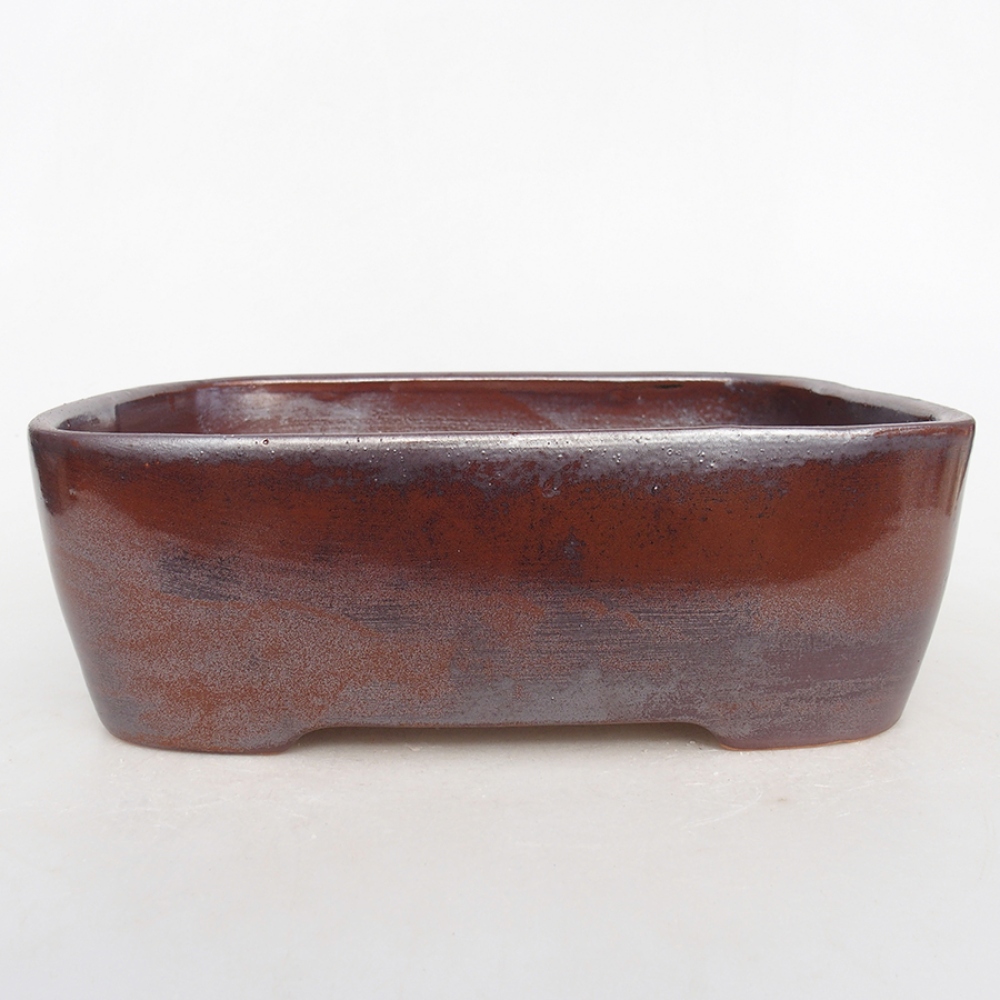 Bonsaischaal van keramiek 23,5 x 18 x 7,5 cm, bruin