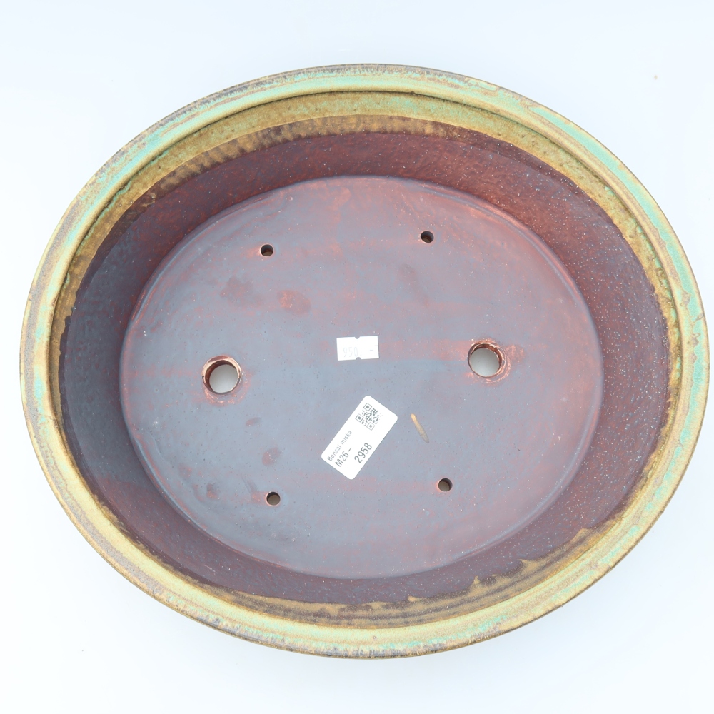 Bonsaischaal van keramiek 26,5 x 24 x 5,5 cm, groen