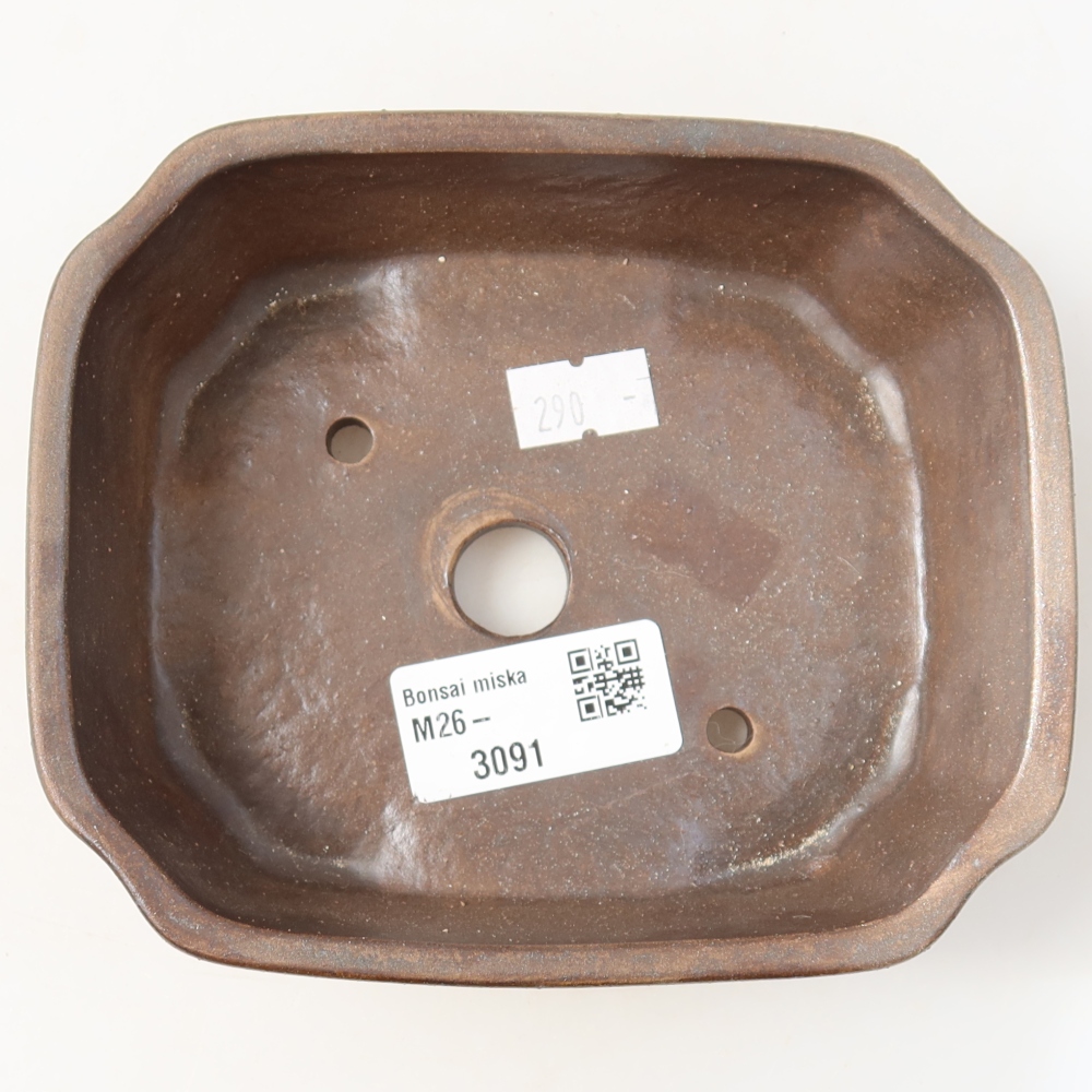 Keramische bonsaipot 13,5 x 11,5 x 4 cm, kleur bruin