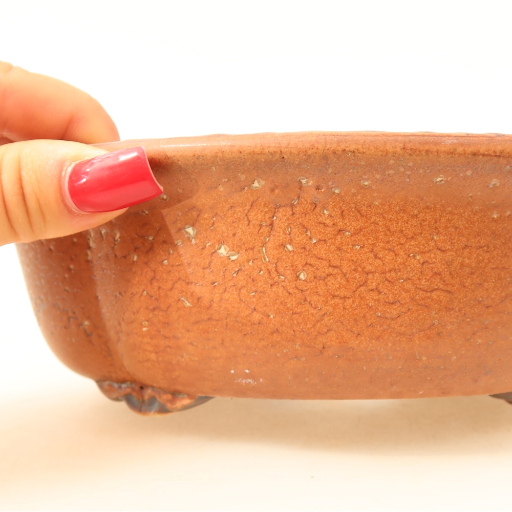 Keramische bonsaischaal 18,5 x 16,5 x 6 cm, kleur bruin