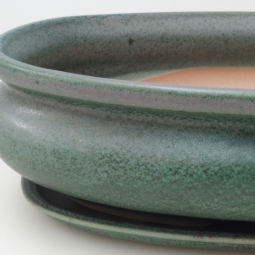 Bonsaischaal + schotel H15 - 25,5x17,5x6 cm - groen