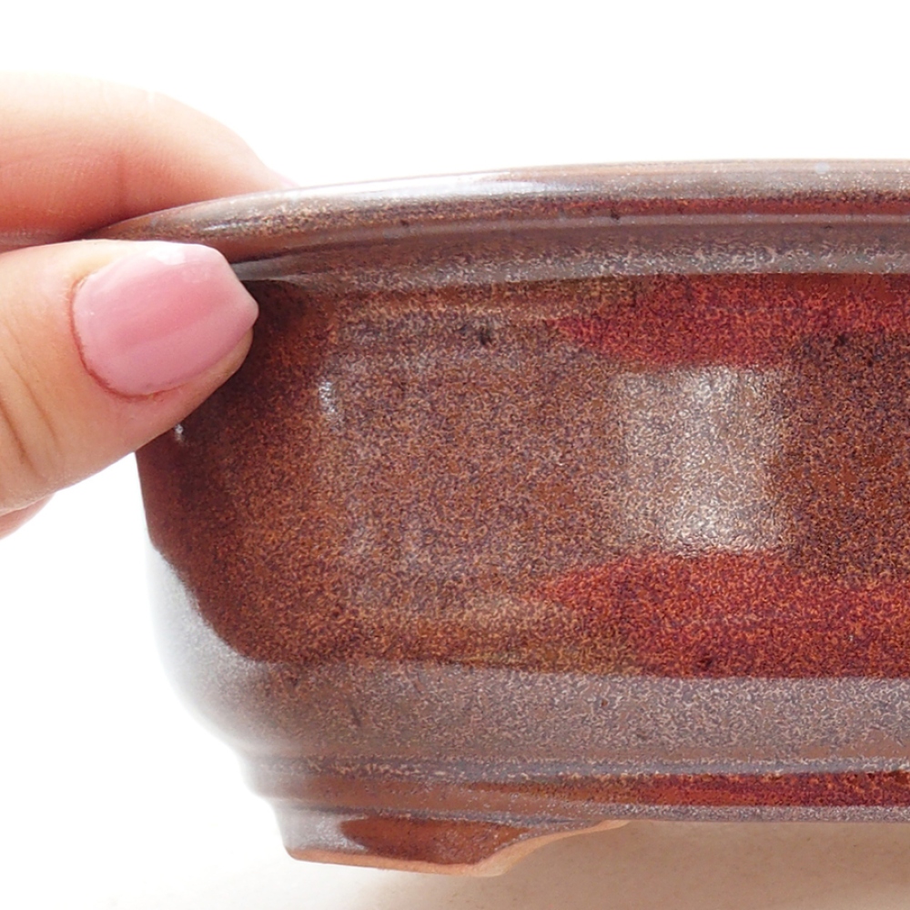 Bonsaischaal van keramiek 18 x 14,5 x 6 cm, bruin