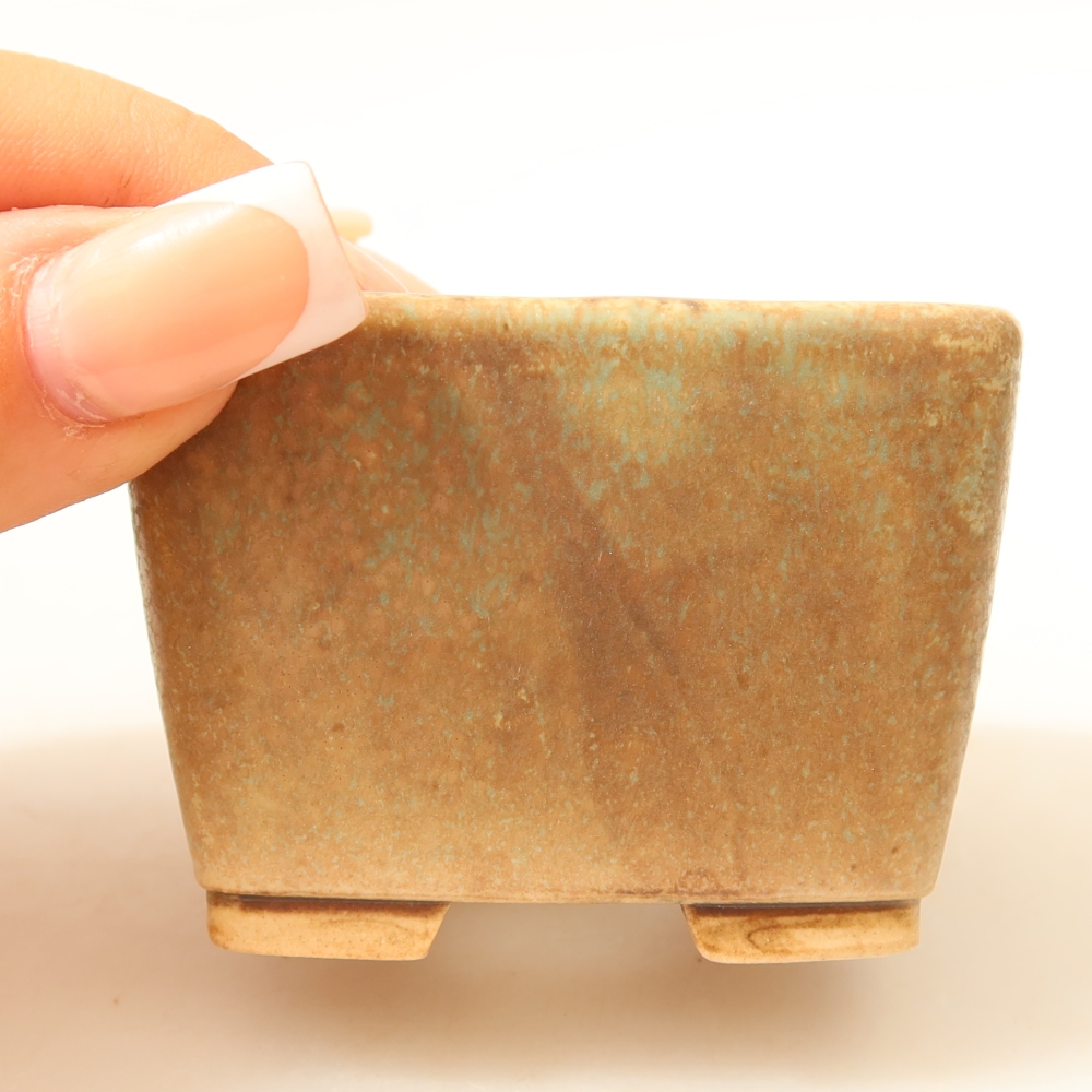 Bonsaischaal van keramiek 6,5 x 6,5 x 4,5 cm, groen