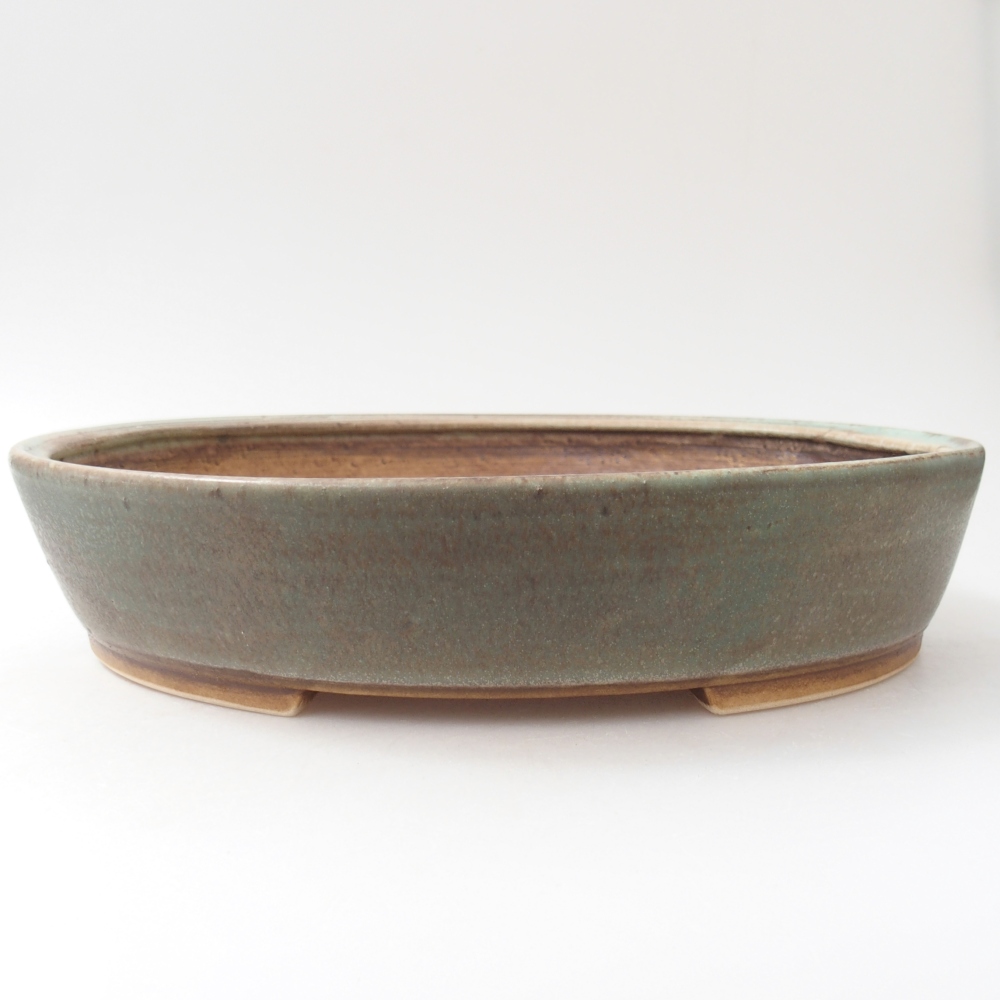 Bonsaischaal van keramiek 28,5 x 25 x 6 cm, groen
