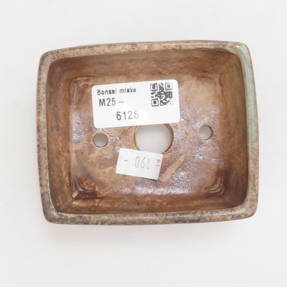 Bonsaischaal van keramiek 10 x 8,5 x 4 cm, bruin