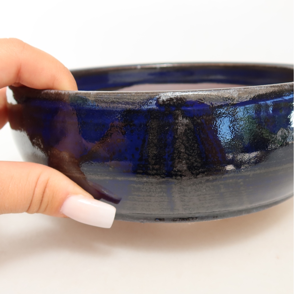 Bonsaischaal van keramiek 16 x 16 x 5,5 cm, kleur blauw