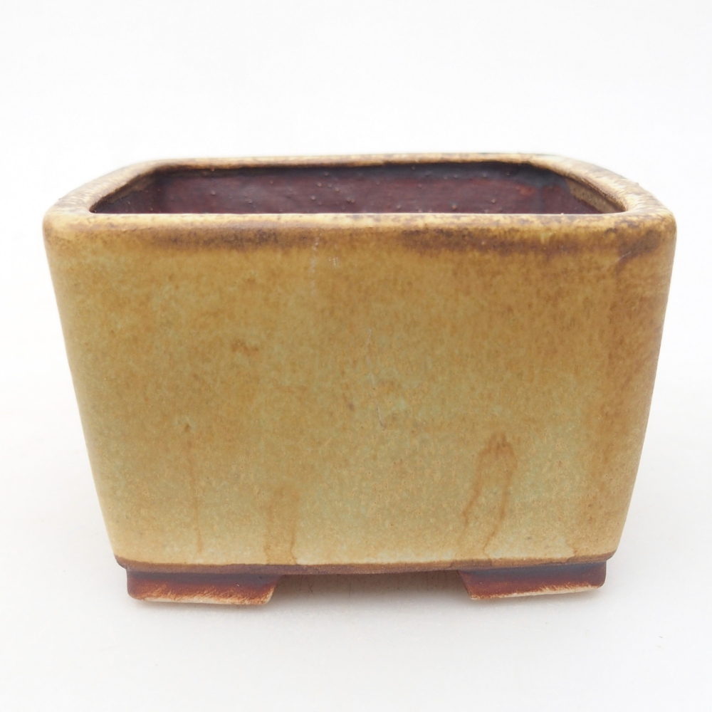 Bonsaischaal van keramiek 8,5 x 8,5 x 5,5 cm, groen