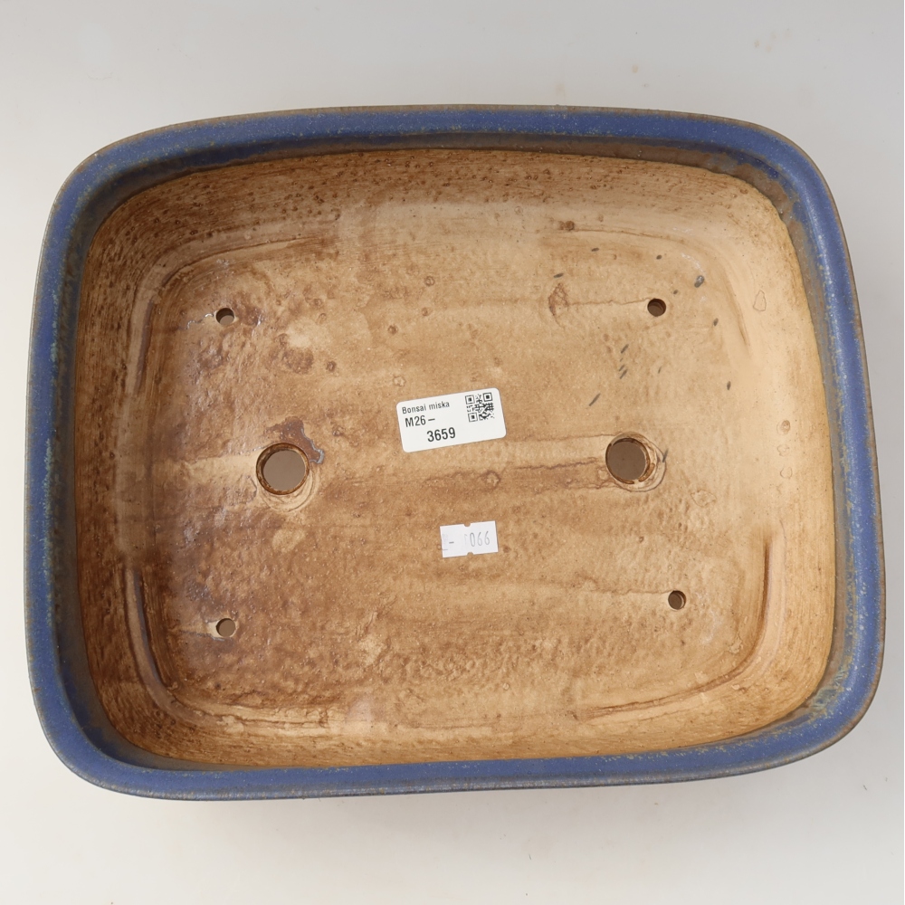 Bonsaischaal van keramiek 29,5 x 24,5 x 7,5 cm, kleur blauw