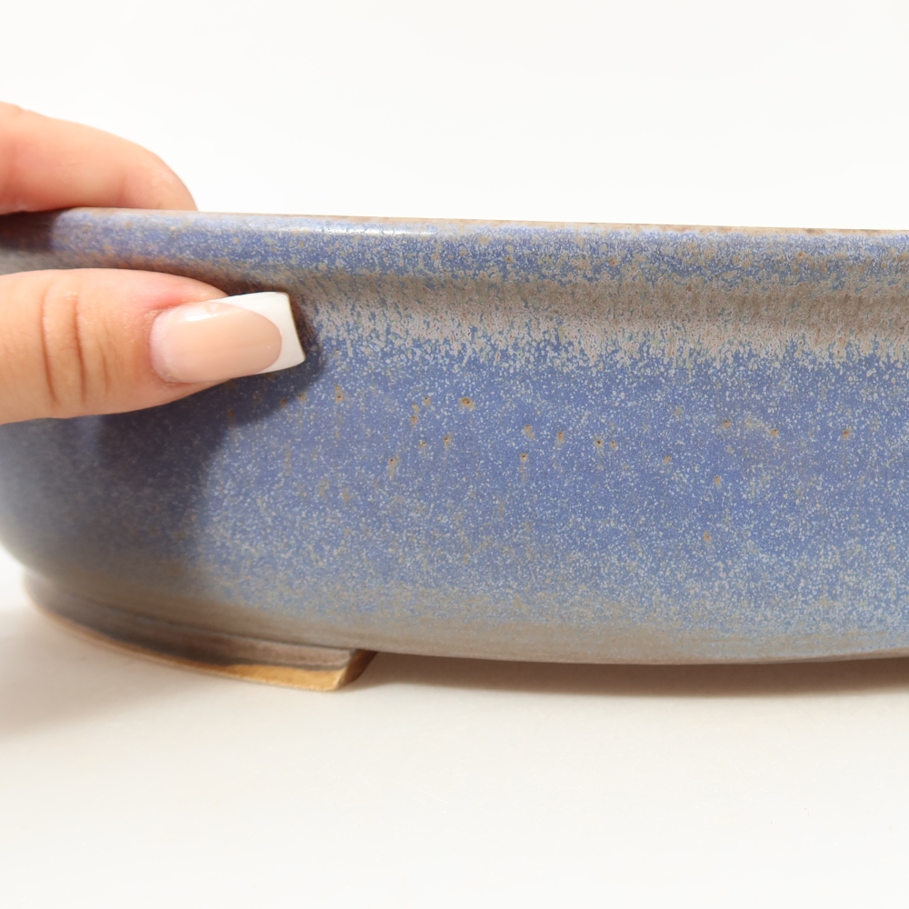 Keramische bonsaipot 31,5 x 27,5 x 7 cm, kleur: blauw