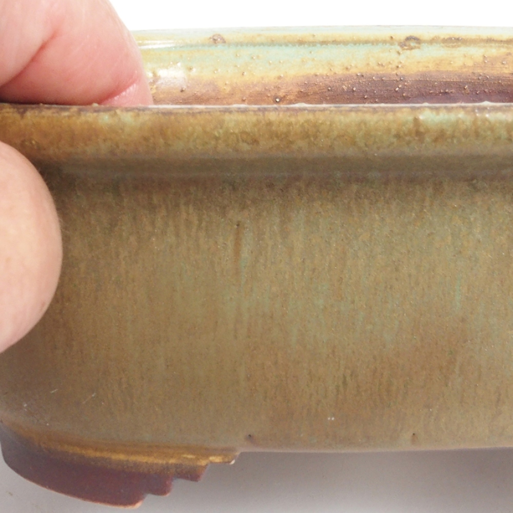 Bonsaischaal van keramiek 10 x 8,5 x 4 cm, bruin