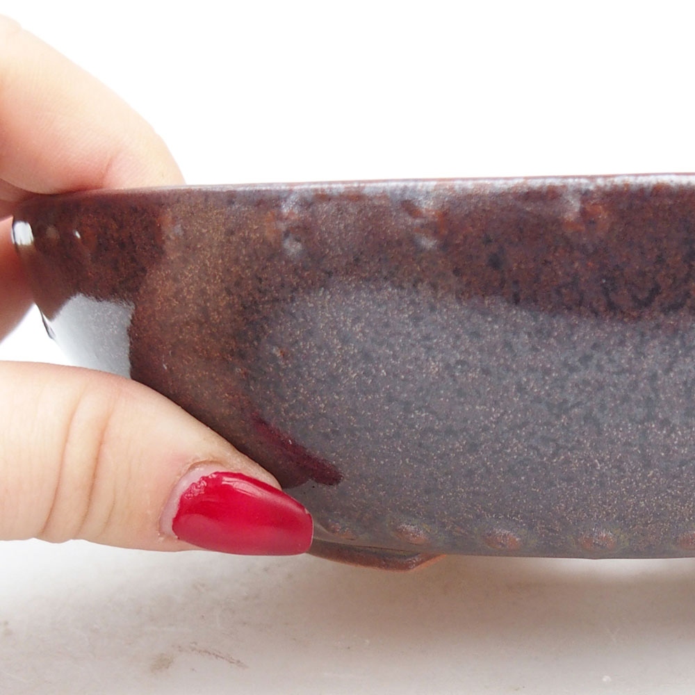 Bonsaischaal van keramiek 17,5 x 17,5 x 4,5 cm, bruin