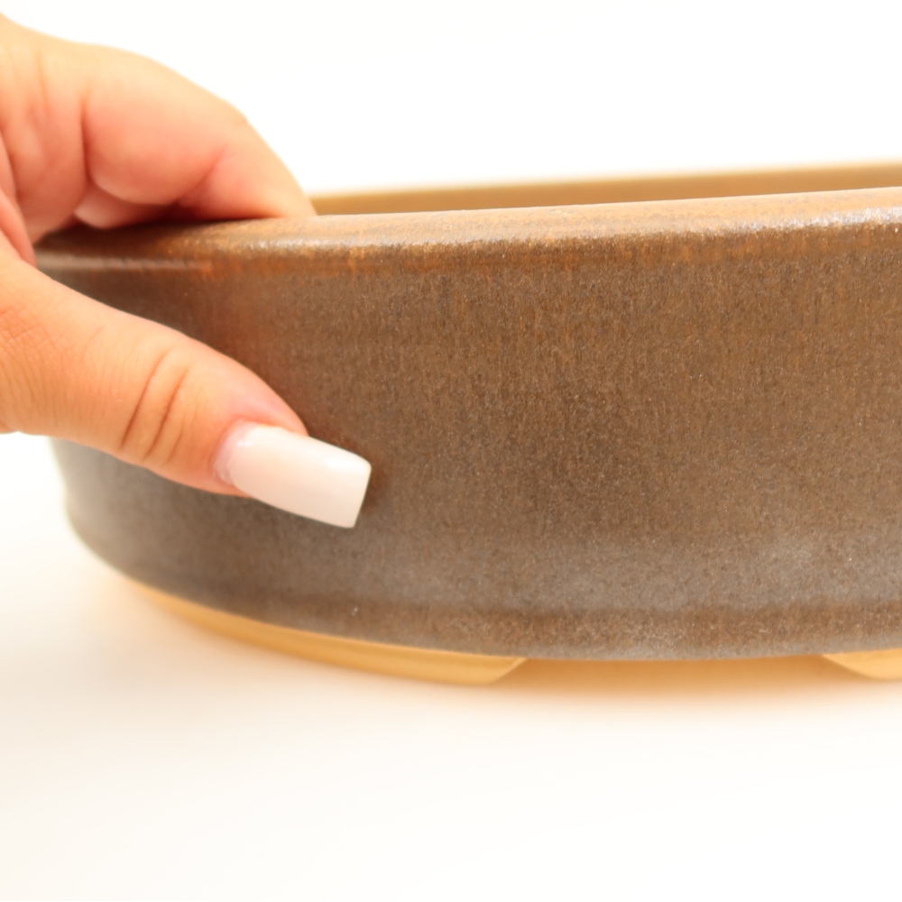 Keramische bonsaipot 31 x 31 x 7,5 cm, kleur bruin