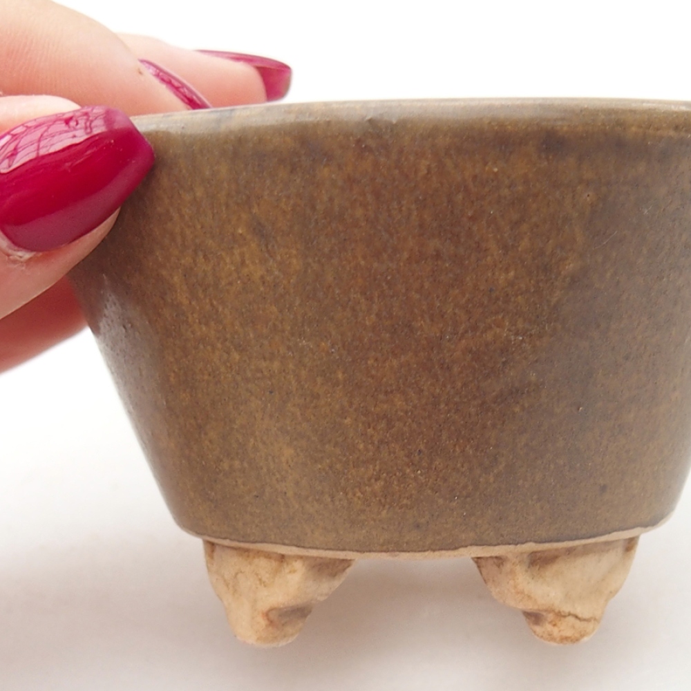 Bonsaischaal van keramiek 8 x 8 x 5,5 cm, bruin